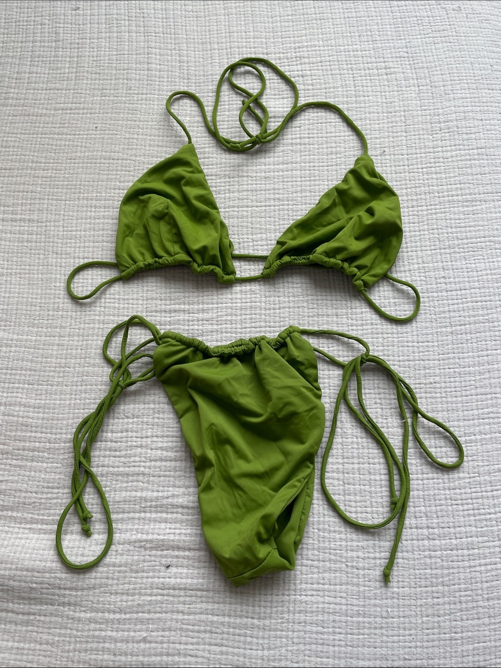 Riot Swim Lime Green Triangle String Bikini Set